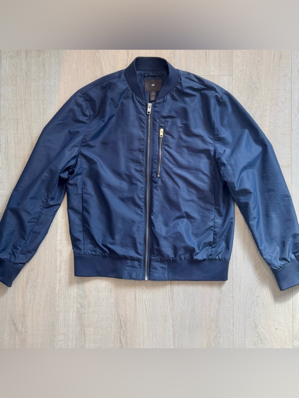 H&M Men's Dark Navy Zip Bomber Jacket